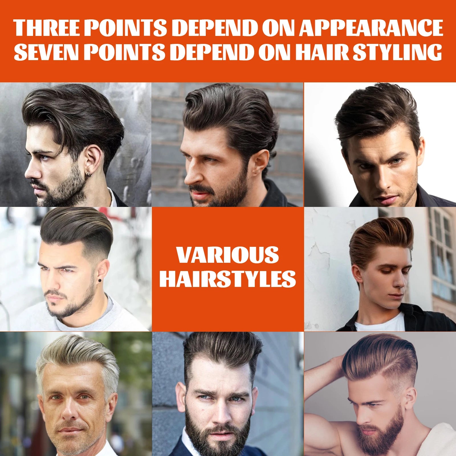 2 in 1 Men's Hair Styling Gel With Wide Tooth Comb Long-lasting Fluffy Hair Styling Oil Styling Cream Strong Hold & Shine Oasis Select