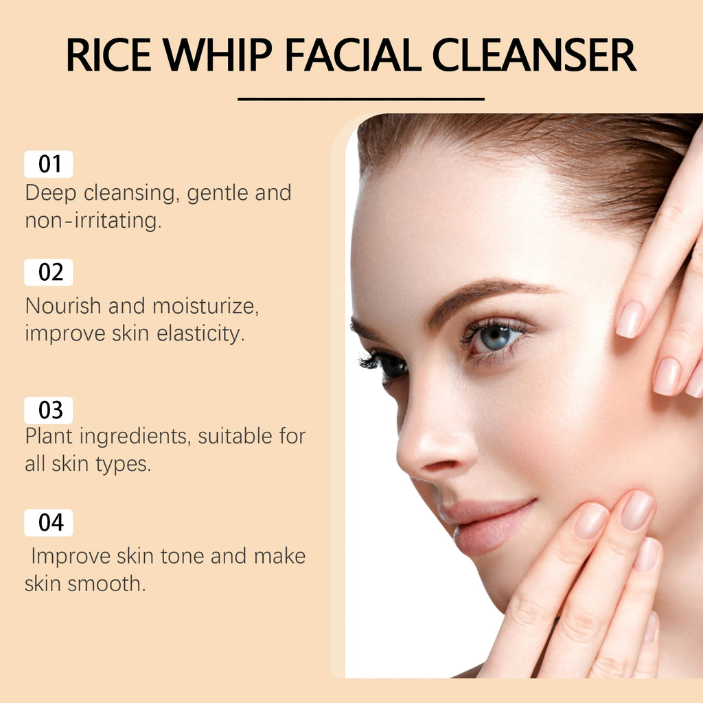Rice Face Wash Cleanser Oil Control Purifying Cleansing Pores Moisturizing Brightening Soothing Rejuvenation Foam Glow Skin Care Oasis Select