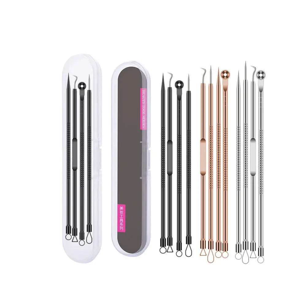 4-Piece Blackhead Remover Tool Set – Stainless Steel Acne Kit Blackhead Remover Kit Oasis Select