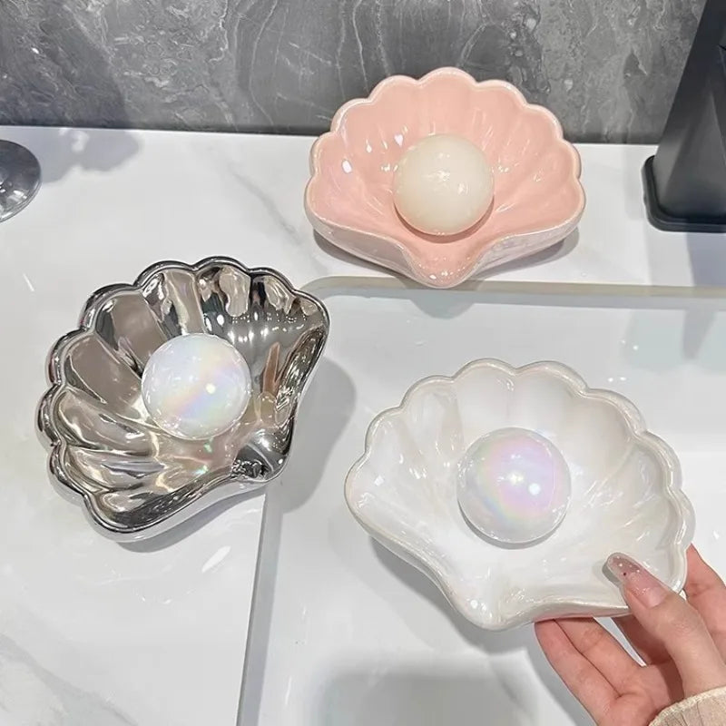 Shell Soap Box Bathroom Creative High-end Light Luxury Home and Daily Necessities Ceramics Decoration Oasis Select