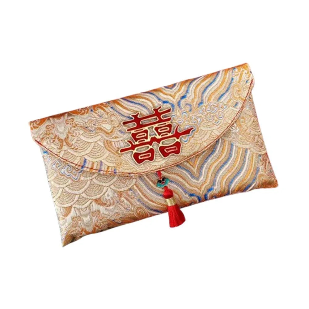 Chinese Style New Year Red Envelope Traditional Embroidery Wedding Money Pocket Cloth with Tassel 2026 Lucky Money Bag Birthday Oasis Select Style 18 18x10.5cm