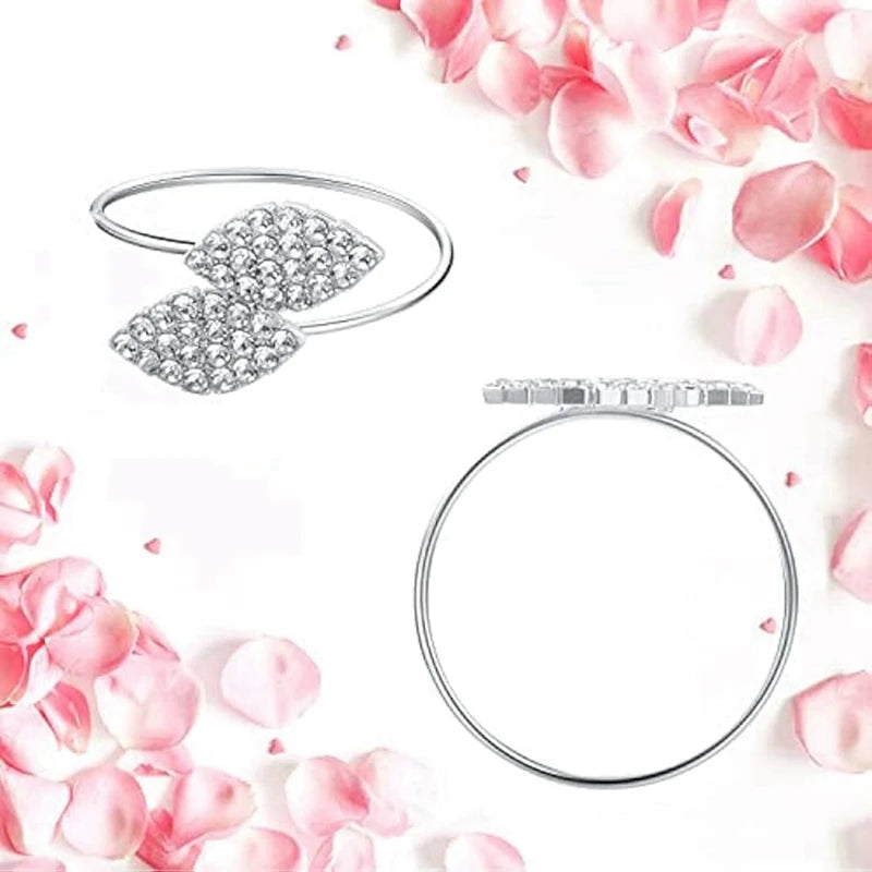 100Pcs Napkin Rings,Leaves Napkin Holders Rhinestone Napkin Buckle For Wedding Party Festival Dinner Table Decoration Durable B Oasis Select