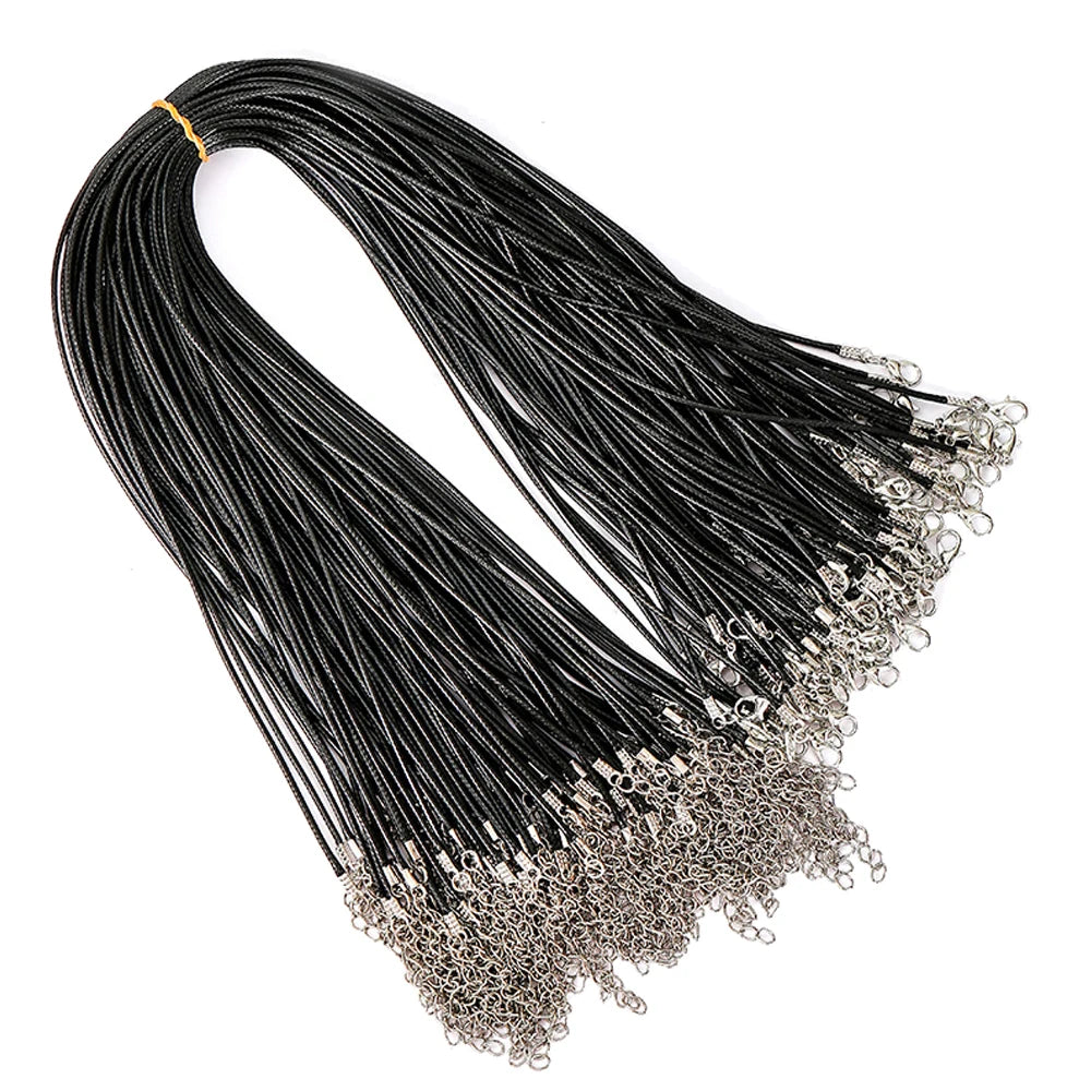 20pcs 45cm Brown Waxed Necklace Cord with Bronze Chain Lobster Clasp for DIY Bracelet Pendants Jewelry Making Beading Supply Oasis Select Black Rhodium 2mm