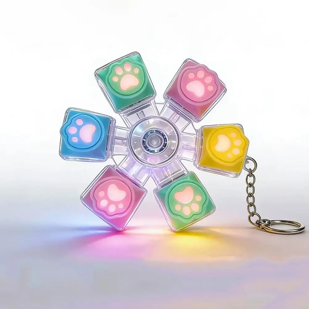 2-6 Keys Cat Paw Button Fidget Toy LED Light Keyboard Clicker Stress Relief Keychain Sensory Toy Anxiety Relief Gift For Adults Oasis Select