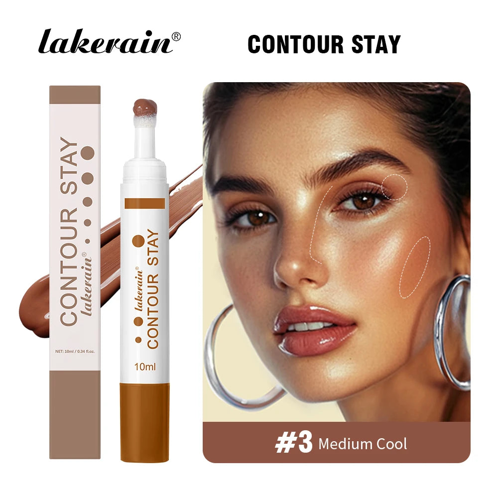 6-colors Moisturizing Liquid Contour Stay Cream Bronzer Waterproof Lightweight 3D Concealer Nourishing Face Contour Makeup Oasis Select 3 Medium Cool