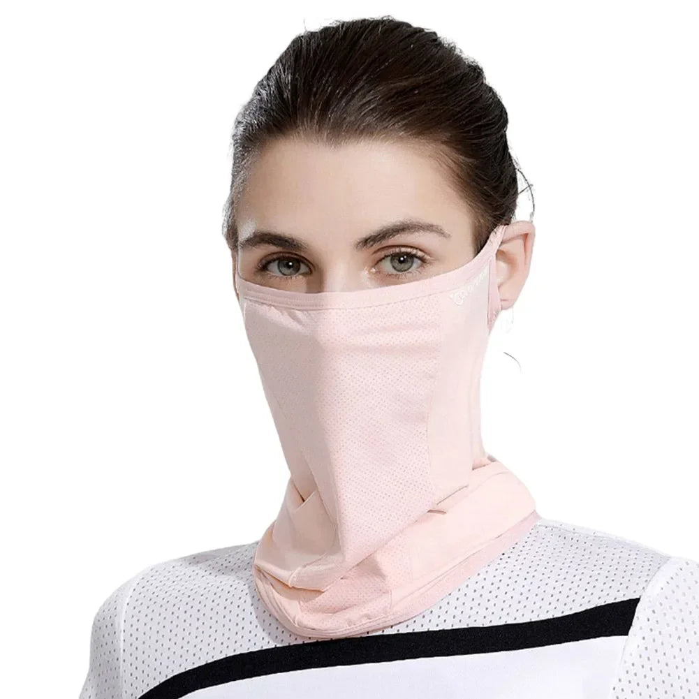 Cycling Face Mask Unisex Ice Silk Breathable Balaclava Ultraviolet Face Mask UV Blocking Military Bandana Multicam Gaiter Scarf Oasis Select Pink A