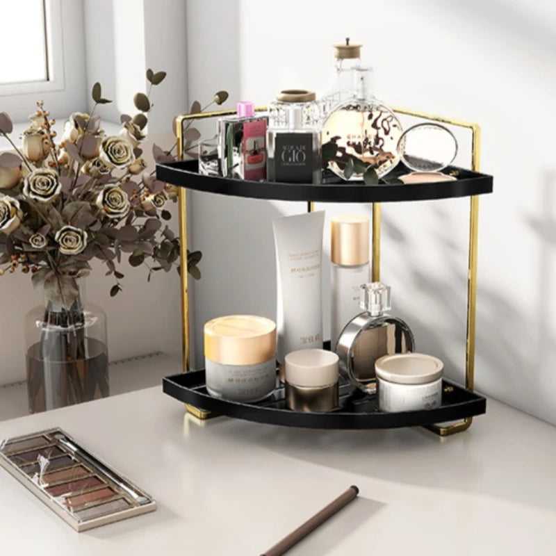 Light luxury desktop dresser rack, bathroom triangular shelf, double-layer hand wash countertop, cosmetic storage rack Oasis Select