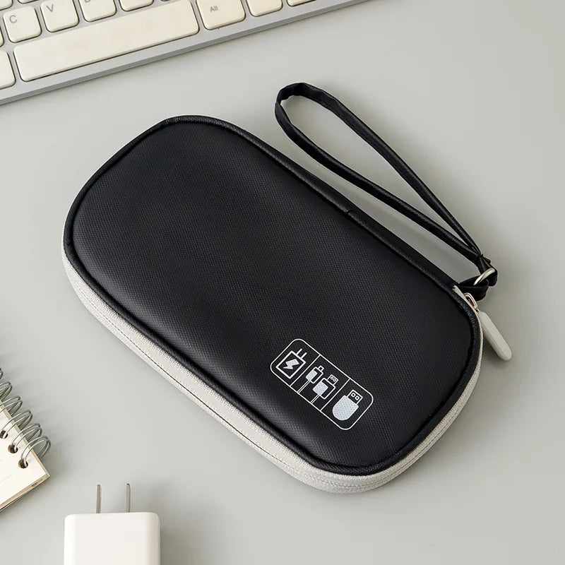 Portable Travel Accessories Organizer Pouch for Power Bank Phone Anti Shock Earbuds Case Handheld Small Electronics Storage Bag Oasis Select black
