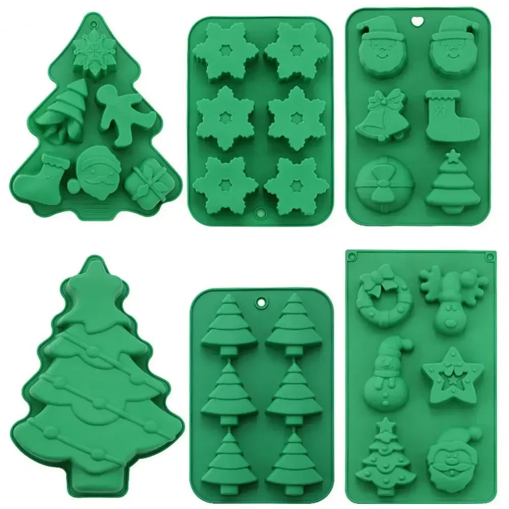 Tree Santa Claus Shape Silicone Mold Cake Decoration Fondant Cookies Tool Gumpaste Candy Chocolate Mold for Baking Oasis Select