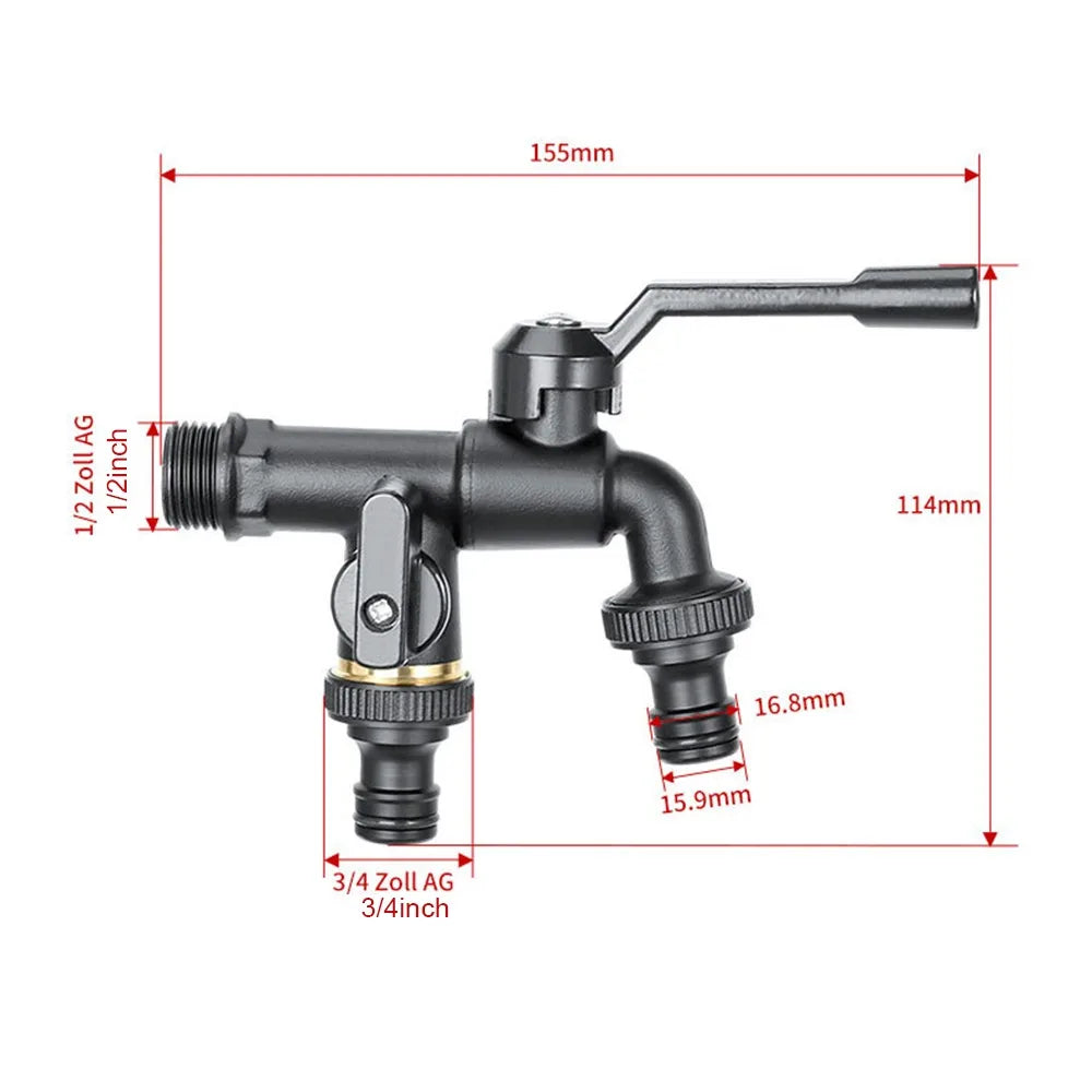 Durable All Copper Tap Water Faucet 4/6/8 Points Garden Irrigation Valve Switch One Into One Out Thread Sink Tap Garden Watering Oasis Select 1-2-3-4-3-4Double