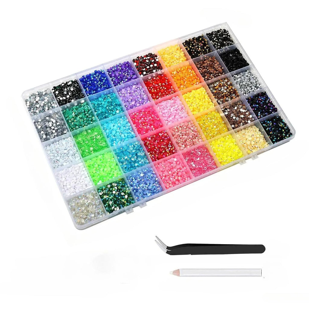 40 Colors 3mm Resin Rhinestones Flat Back Gems for Crafts Bedazzler Kit Nail Art Face Makeup Roller DIY Jewelry Making Supplies Oasis Select