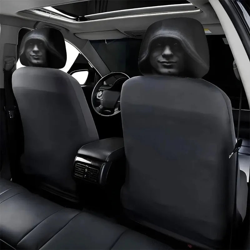 Fun Hooded Figure Printed Car Headrest Covers Funny Creative Auto Seat Neck Protector Pair For Vehicle Interior Decor Novelty Oasis Select