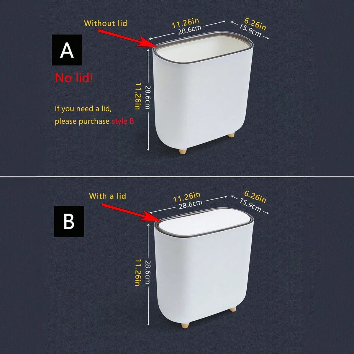 Narrow Shape Press Ring Trash Can with Lid for Bathroom Gap, Highlighting the Features of Garbage Classification Oasis Select