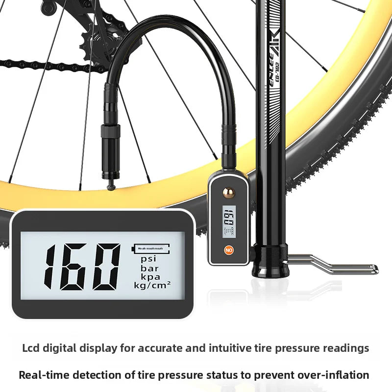 Bicycle hand-operated high-pressure inflator with pressure gauge, portable manual air pump, 160PSI Oasis Select