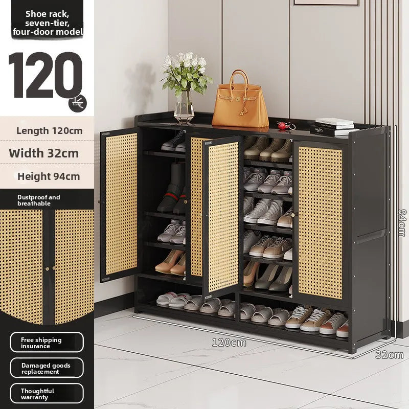 Shoe rack at the door of the household, storage artifact, space-saving simple interior, good-looking and dustproof dormitory Oasis Select Black ST 4-7