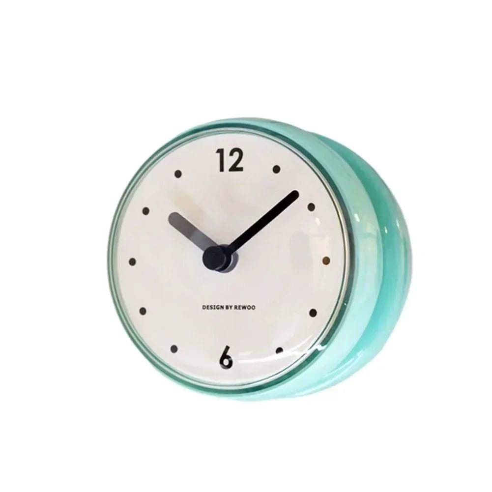 Waterproof And Anti-Fog Design Sucker Wall Clock Plastics 75x75mm Silent Quartz Clocks Sucker Wall Clock For Kitchen Bathroom Oasis Select Green China Mainland