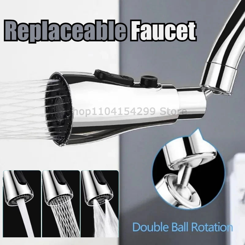 Universal 360° Rotation Kitchen Faucet Extender 3 In1 ABS Durable Water Saving Shower Spray Head Bathroom Basin Tap Replacement Oasis Select