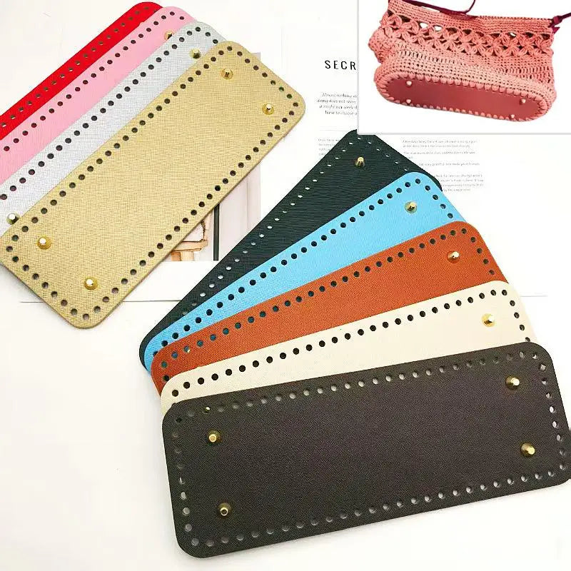 Handmade Rectangular 28 * 10cm Bottom For Knitted Bag PU Leather Pad Handcraft Bag Base With Holes DIY Crochet Bag Bottom Oasis Select