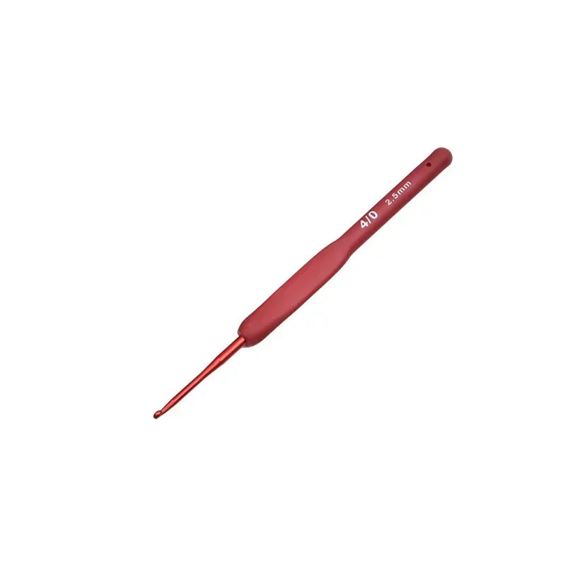 Aluminum Tulip Red Crochet Hook Frosted Handle TPR Silicone Crochet Sweater Knitting Hooks DIY Handmade Crafts Sewing Tools Oasis Select 02-2.5mm