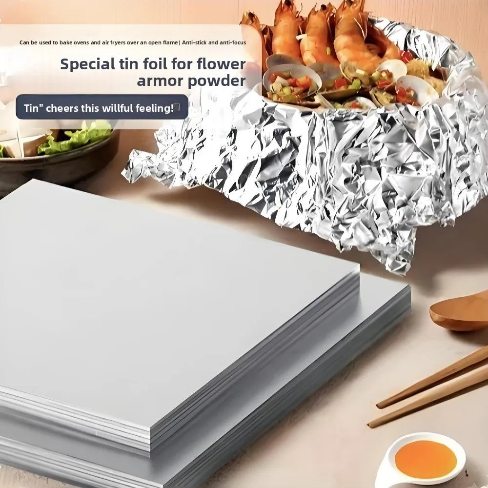 50pcs Disposable Aluminum Foil Paper Square Oil-proof Food Container Paper Non-stick Thick Kitchen Baking Tool Oasis Select