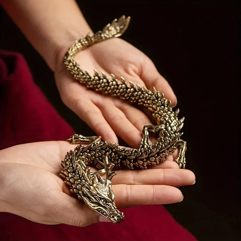1pcs Dragon Statue Ornament Moveable Body Joints Antique Brass Lucky Dragon Desktop Office Ornament Crafts Home Decoration Gifts Oasis Select