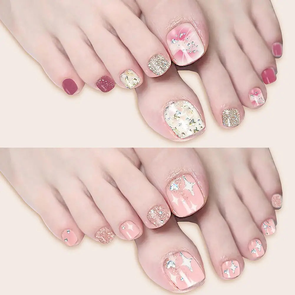 22-Pc Glitter Toe Nail Stickers – French Toenail Wraps Nail Art Stickers Oasis Select