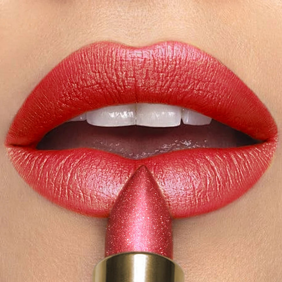 KAFURUX Metallic Glitter Lipstick – 16 Colors, Waterproof