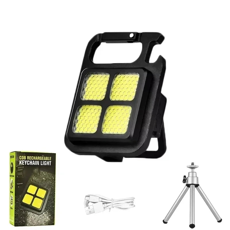 COB Flashlight LED Mini Protable Keychain Lamp High Bright Multifunctional Camping Lamp Outdoor Camping Torch Fishing Work Light Oasis Select with Bracket
