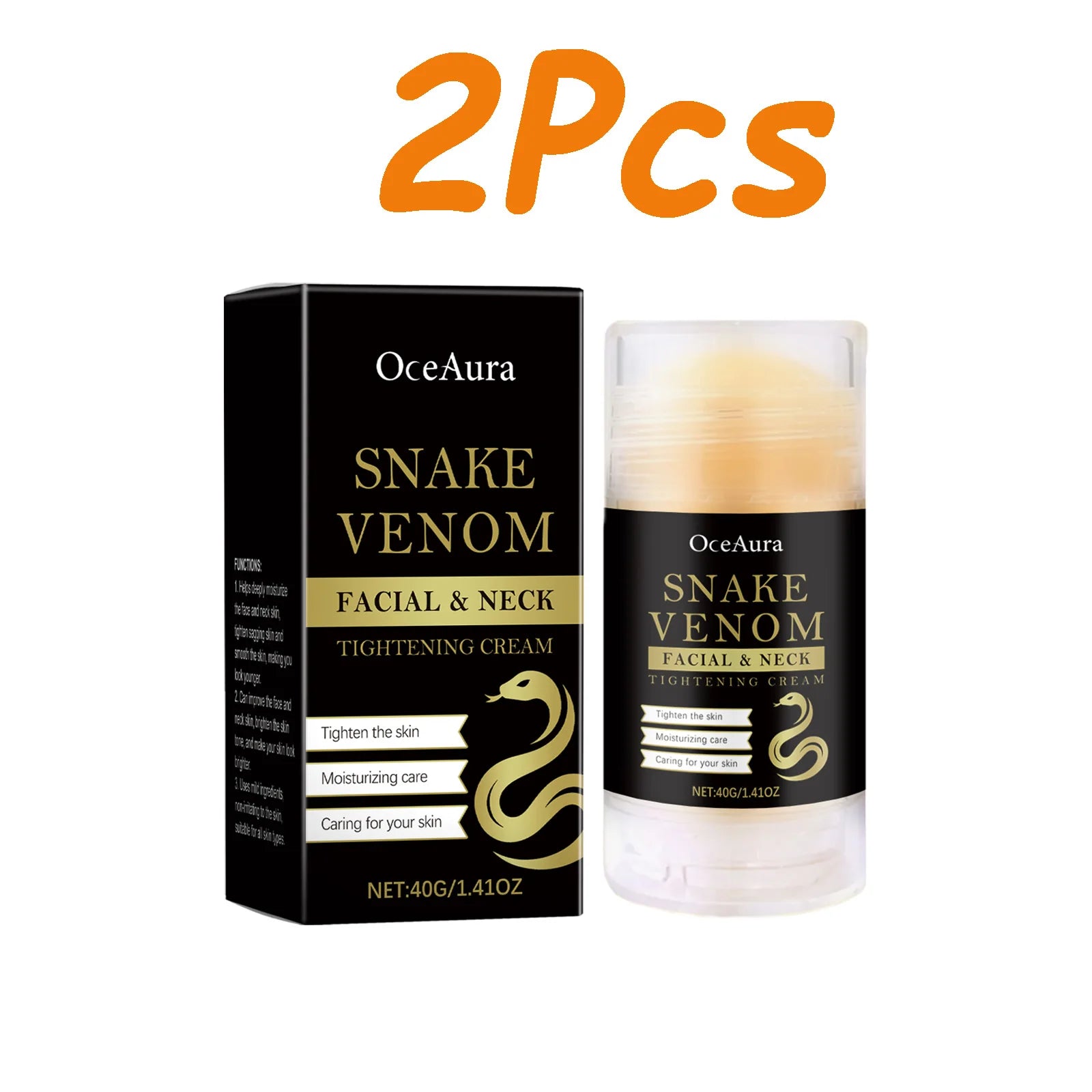 Snake Venom Neck Care Stick Lighten Fine Line Firming Lifting Face Neck Cream Stick Tightening Nourishing Anti-Aging Skin Care Oasis Select 2 x 40g Boxed