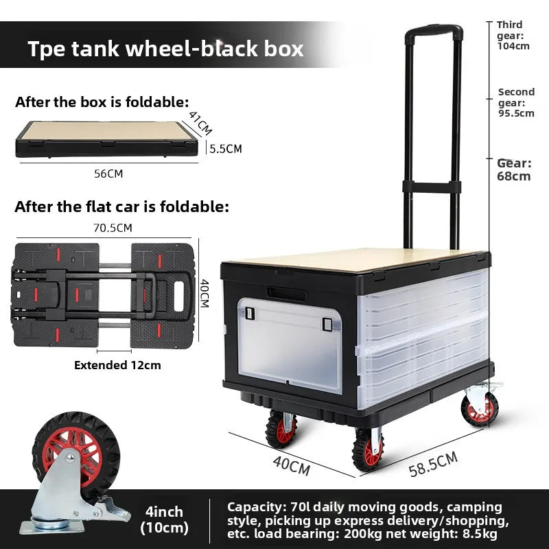 Multi-functional Baoyu, outdoor camper, family truck shopping cart with brake wheel folding trolley trailer Oasis Select Black-BY03-BT-B