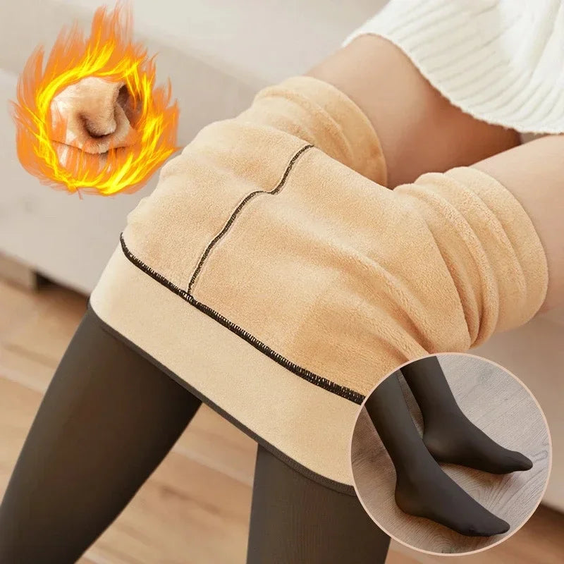 Winter Women's Pantyhose Resile Thermal Stockings Leggings Fake Translucent Warm Plush Fleece Tights Flawless Leggings Socks Oasis Select
