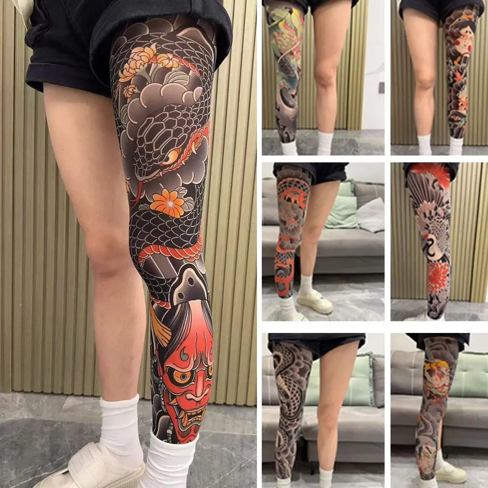 1PCS Tattoo-Inspired Single Leg Fishnet Stockings - Snag Resistant Sheer Tights for Women & Men, Comfortable Fashion Legwear Oasis Select