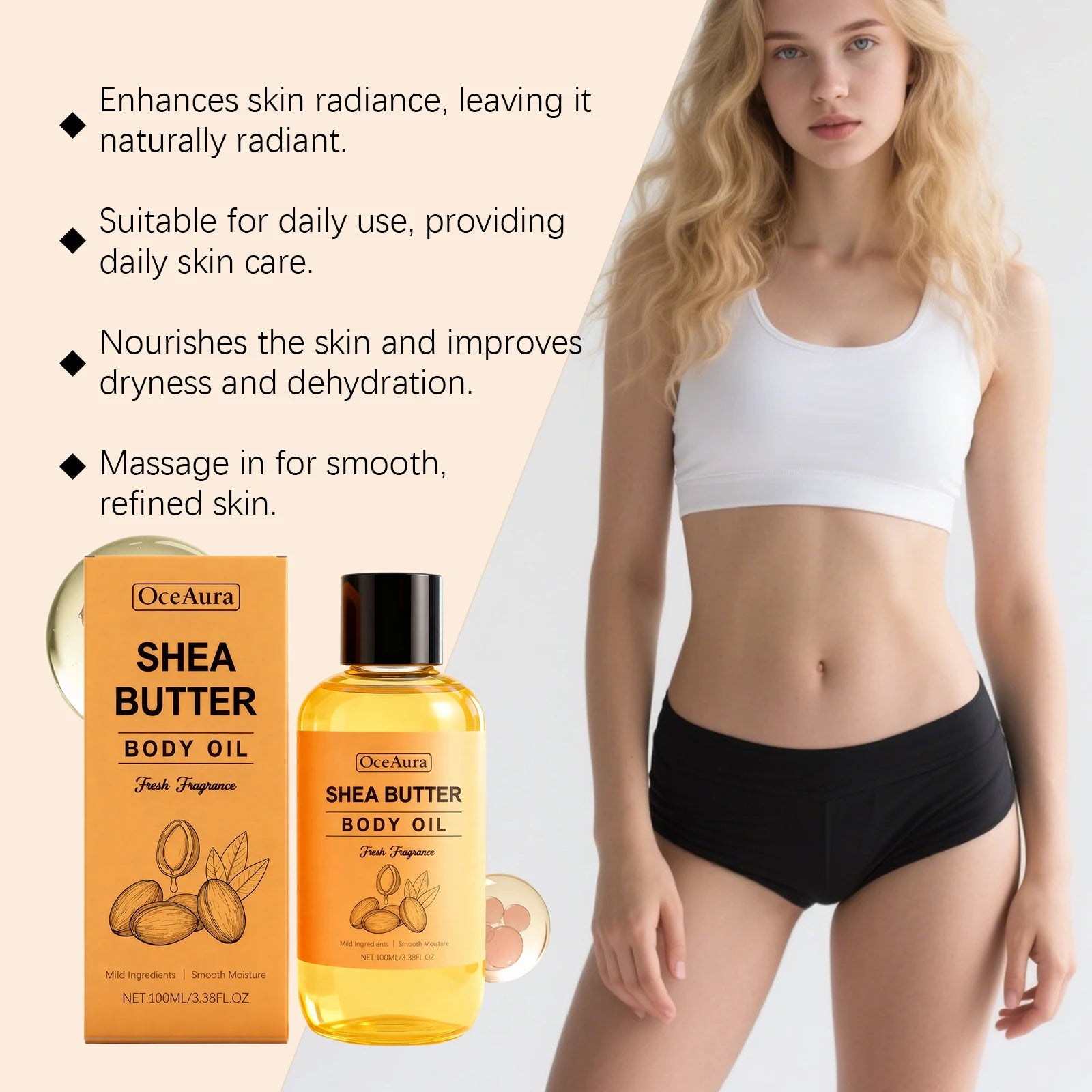 OceAura Shea Butter Body Oil – Fast-Absorbing Dry Skin 100ml Shea Butter Body Oil Oasis Select