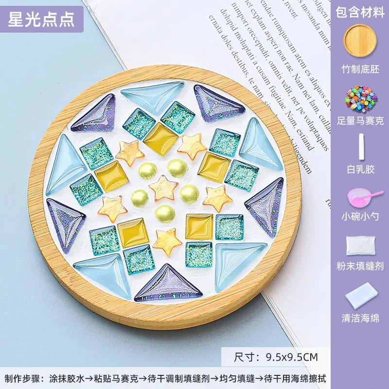 Mosaic Coasters DIY Creative Children's Handmade Material Pack Event New Year's Easter Handmade Diy Gifts Oasis Select Circle B 9 9cm