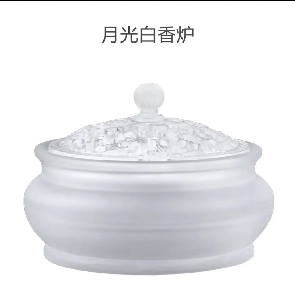 Ancient glass household aromatherapy furnace indoor tea ceremony incense for Buddhist Zen meaning glass incense seal furnace Oasis Select Moonlight White