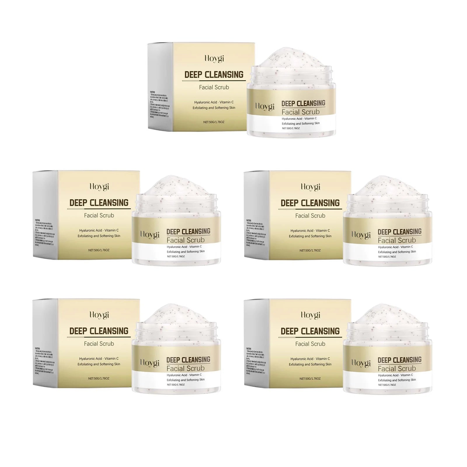 Deep Cleansing Facial Scrub Exfoliating Facial Cleansing & Pore Refining Removal Dead Skin Oil Control Smooth Hydrated Skin Oasis Select 5 x 50g Boxed