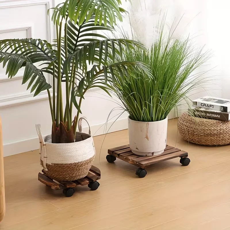 Rolling Plant Stand with Wheels, Heavy Duty Metal Round Flower Pot Holder, Lockable Casters for Indoor Outdoor Patio, Movable Oasis Select