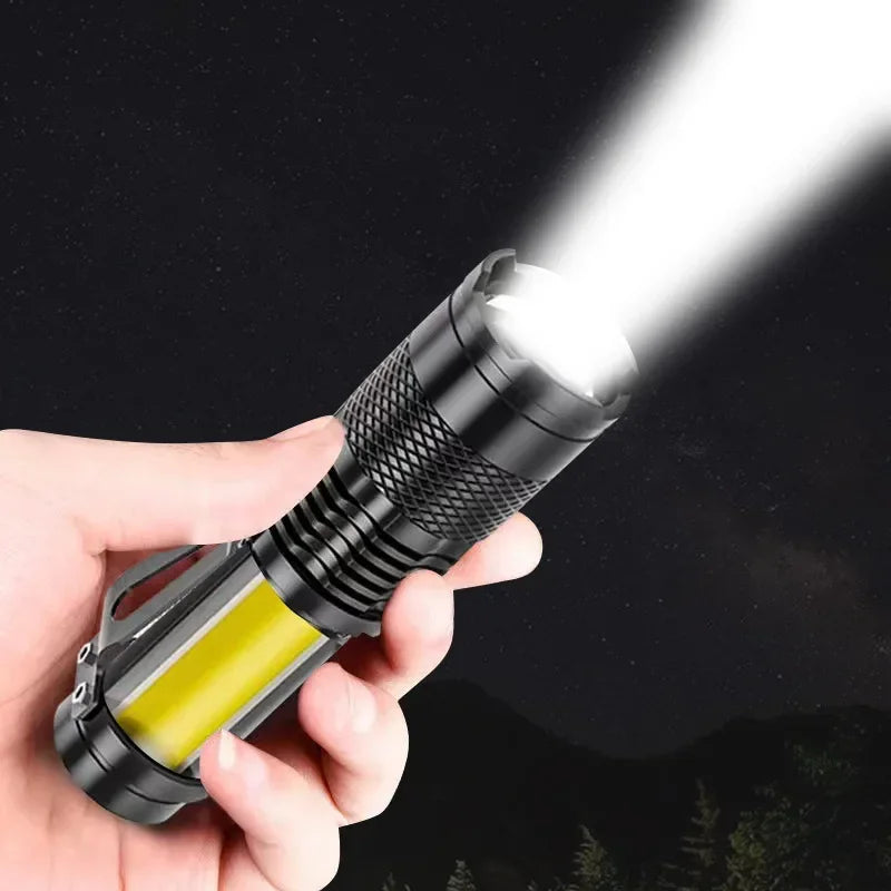 2000LM MINI Flashlights Built in Battery USB Charging LED Flash Light COB Zoomable Waterproof Tactical Torch Lamp Bulbs Lantern Oasis Select