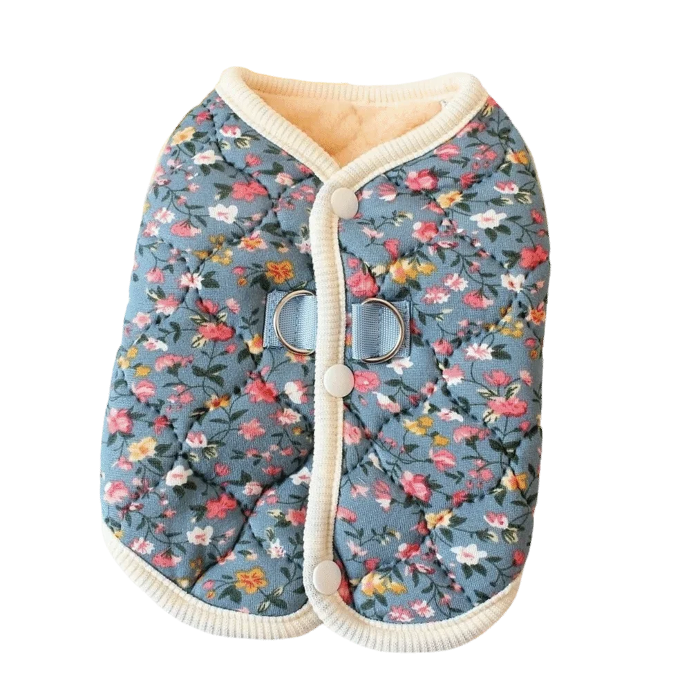 Floral Fleece Dog Vest | Warm Winter Coat for Small Dogs