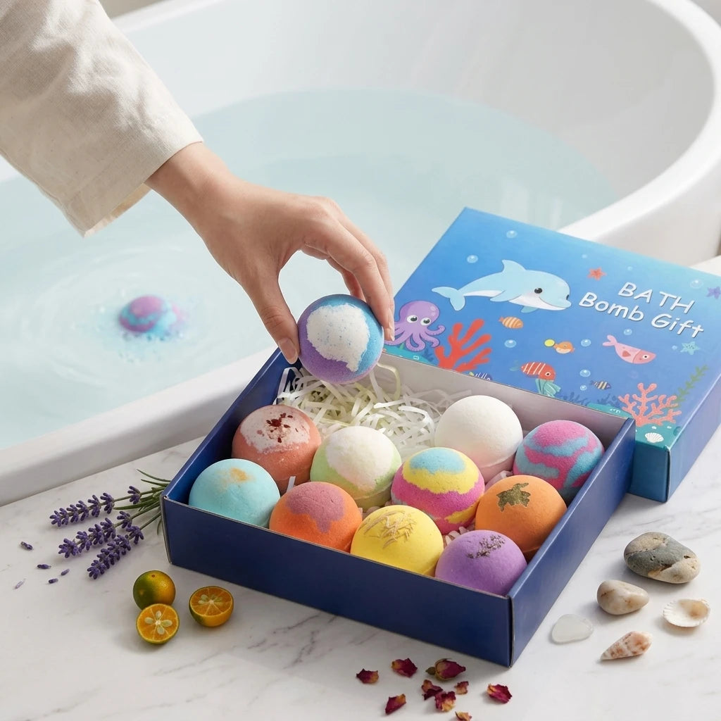 Kids Bath Bombs Set with Surprise Toys – 12-Pack Gift Kids Bath Bomb Set Oasis Select