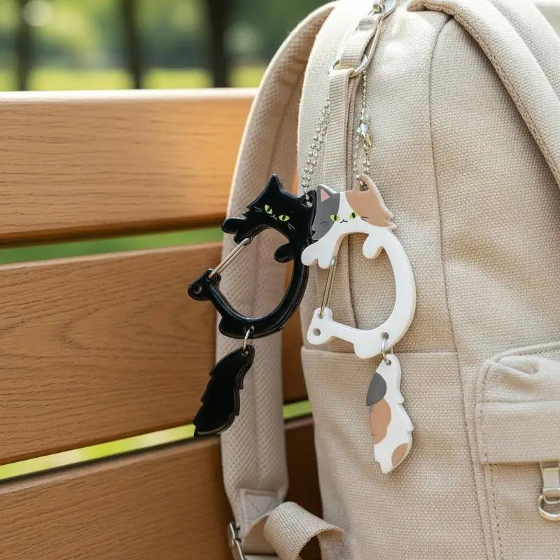 2-Pack Wagging Tail Cat Keychain | Cute Moving Pendant Carabiner Cat Keychain Pendant Oasis Select