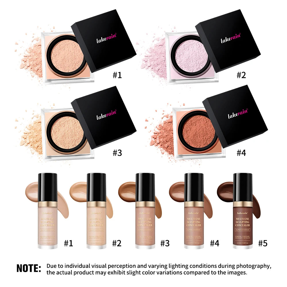 2pcs Face Makeup Set With Concealer And Loose Setting Powder Natural Face Smooth Matte Finish Women Cosmetics Korean Makeup Oasis Select