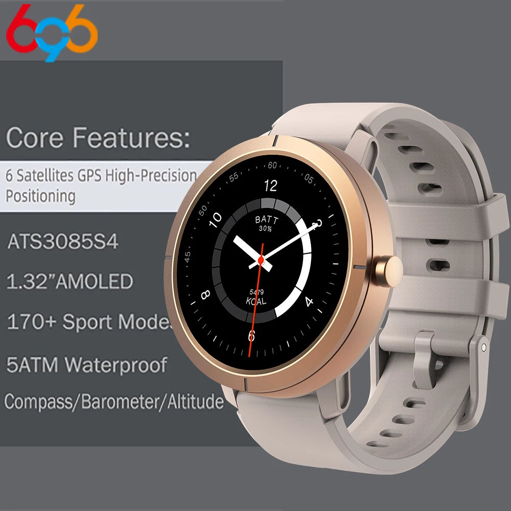 Smart Watches Fitness Sleep Compass Watch 5ATM Waterproof AMOLED HD Screen Health Smartwatch Men Lady Blue Tooth Call GPS Sports Oasis Select
