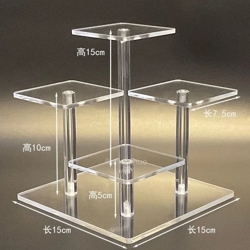 Acrylic Square Display Stand for Figurines, Perfume & Jewelry
