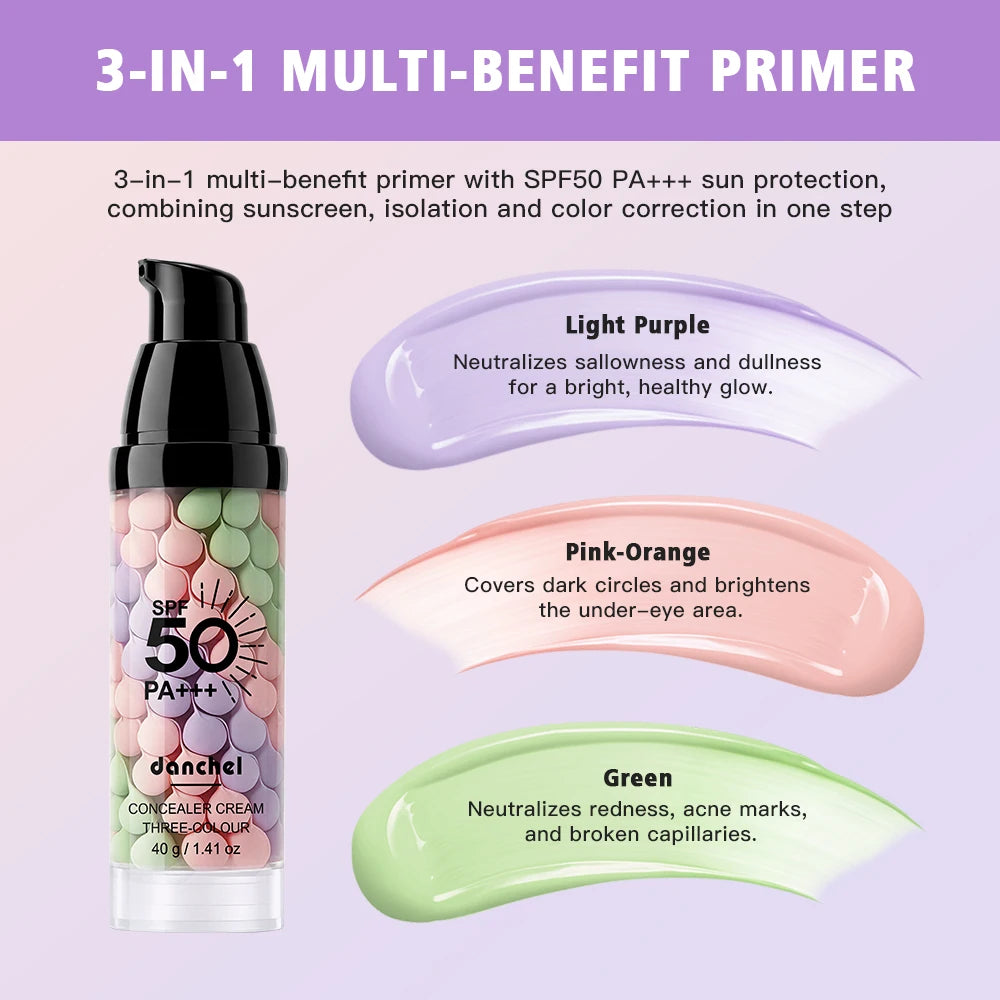 Three-Color Face Primer & Skin Care Isolation Cream Hydrating Moisturizing Smooth Skin Long Lasting Base Lightweight Facial Make Oasis Select