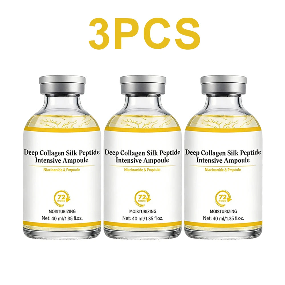 Deep Collagen Silk Peptide Intensive Ampoule Face-Lift Serum with Peptides & Deep Collagen Plumping, Smooth, Korean Skincare Oasis Select 3PCS