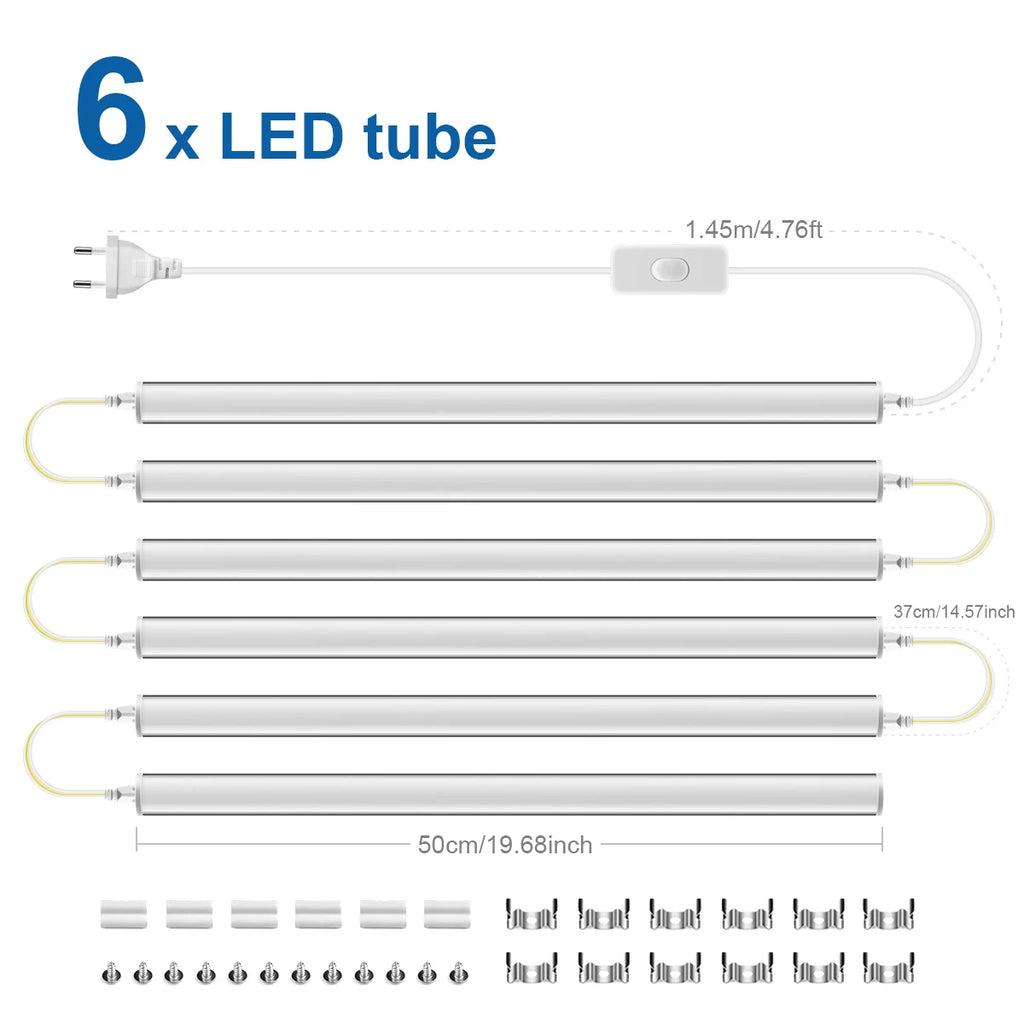 1-6Pcs Aluminum LED Light Bar 50cm 15W T5 Tube 220V Modern Ceiling Light DIY Molding Living Room Dining Hall Decorative Lighting Oasis Select Neutral White 6pcs LED Bar Kit