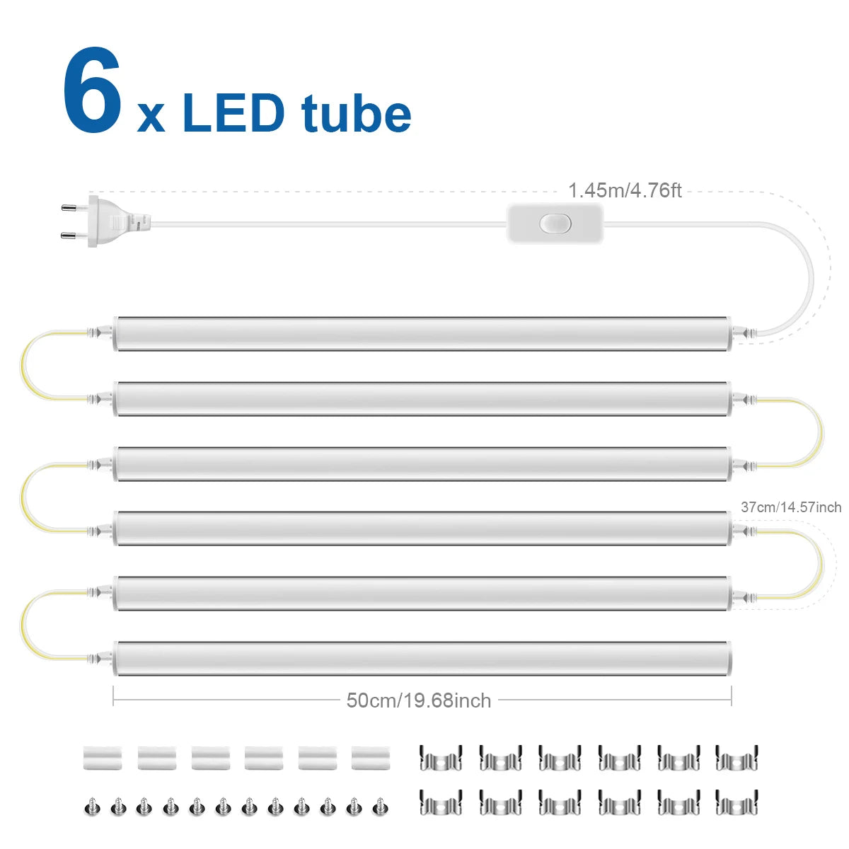 1-6Pcs Aluminum LED Light Bar 50cm 15W T5 Tube 220V Modern Ceiling Light DIY Molding Living Room Dining Hall Decorative Lighting Oasis Select Neutral White 6pcs LED Bar Kit