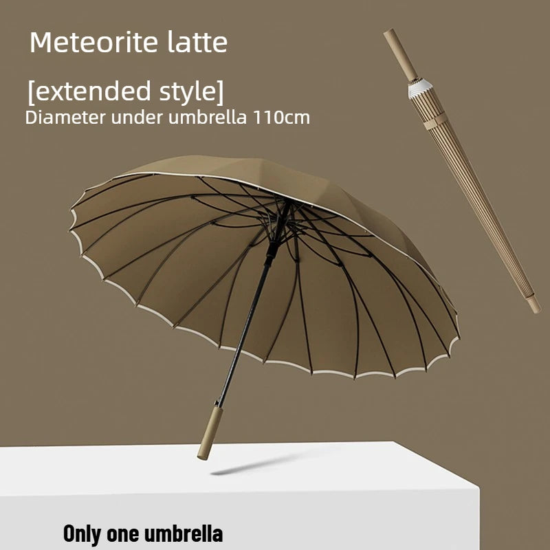 1pcs Long Handled Umbrellas for Two or Three People Extra Large Reinforced Thick Sturdy Wind Resistant and Maillard Resistant Oasis Select Latte 24 bone L full-fiber 24K