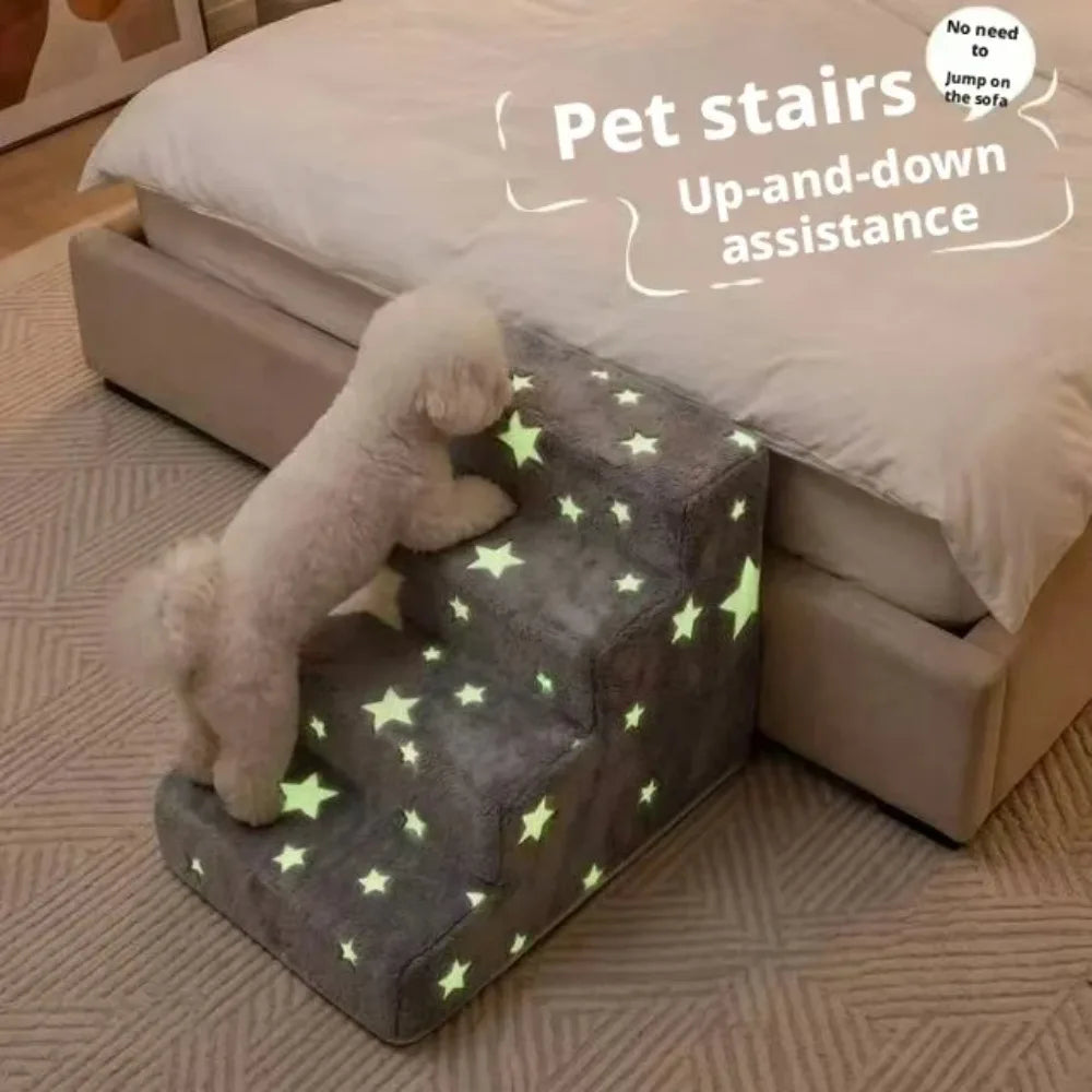 Noctilucent Star Shape 3/4 Pets Steps Foam Dogs Secure Stairs Ramps Pet Steps for Protect Older Dogs Non-Slip Pet Sofa Bed Ladde Oasis Select